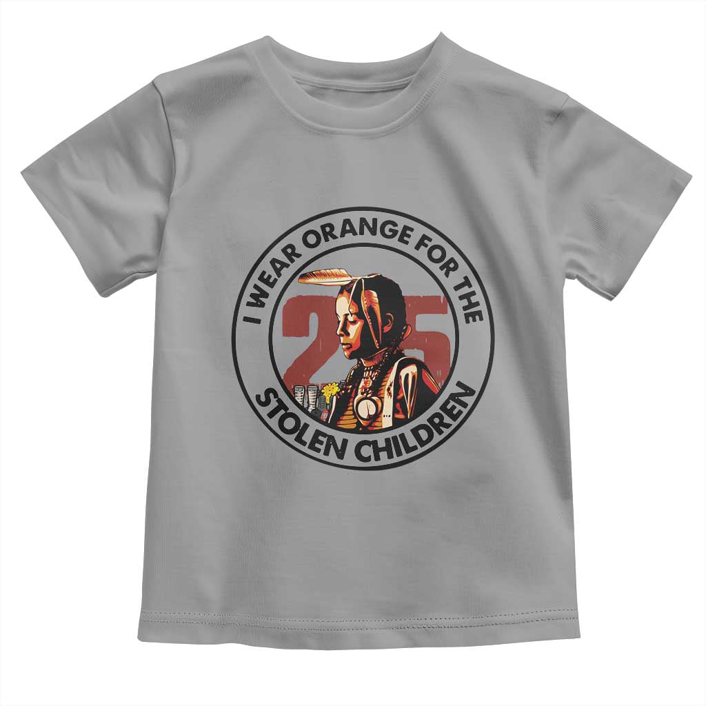 I Wear Orange For The 215 Stolen Children Toddler T Shirt Indigenous Girl Orange Shirt Day - Wonder Print Shop