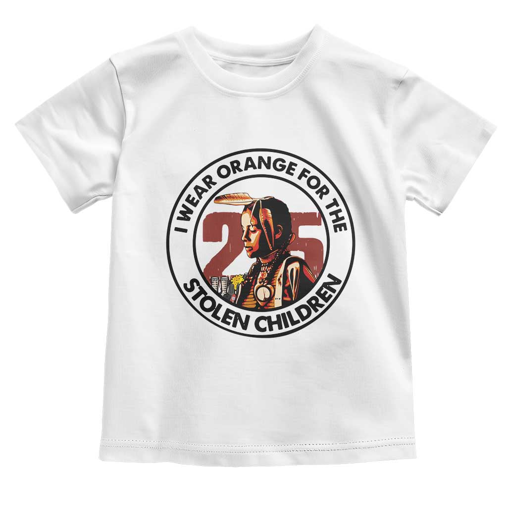I Wear Orange For The 215 Stolen Children Toddler T Shirt Indigenous Girl Orange Shirt Day - Wonder Print Shop