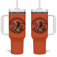 I Wear Orange For The 215 Stolen Children Tumbler With Handle Indigenous Girl Orange Shirt Day - Wonder Print Shop