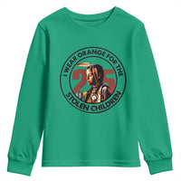 I Wear Orange For The 215 Stolen Children Youth Sweatshirt Indigenous Girl Orange Shirt Day - Wonder Print Shop