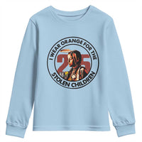 I Wear Orange For The 215 Stolen Children Youth Sweatshirt Indigenous Girl Orange Shirt Day - Wonder Print Shop