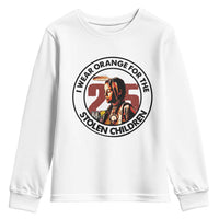 I Wear Orange For The 215 Stolen Children Youth Sweatshirt Indigenous Girl Orange Shirt Day - Wonder Print Shop