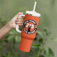 Orange Shirt Day 215 Memorial Tumbler With Handle I Wear Orange For Stolen Children Indigenous Tribute - Wonder Print Shop