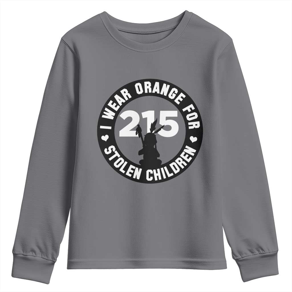 Orange Shirt Day 215 Memorial Youth Sweatshirt I Wear Orange For Stolen Children Indigenous Tribute - Wonder Print Shop