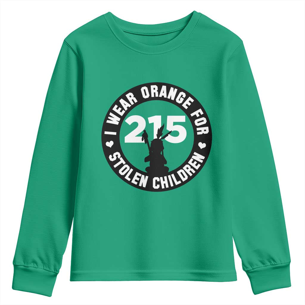Orange Shirt Day 215 Memorial Youth Sweatshirt I Wear Orange For Stolen Children Indigenous Tribute - Wonder Print Shop