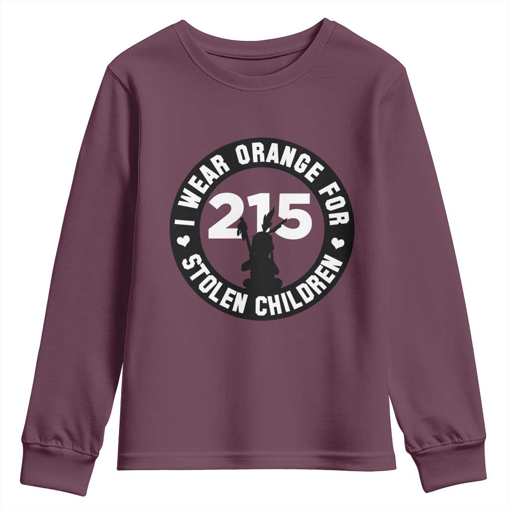 Orange Shirt Day 215 Memorial Youth Sweatshirt I Wear Orange For Stolen Children Indigenous Tribute - Wonder Print Shop
