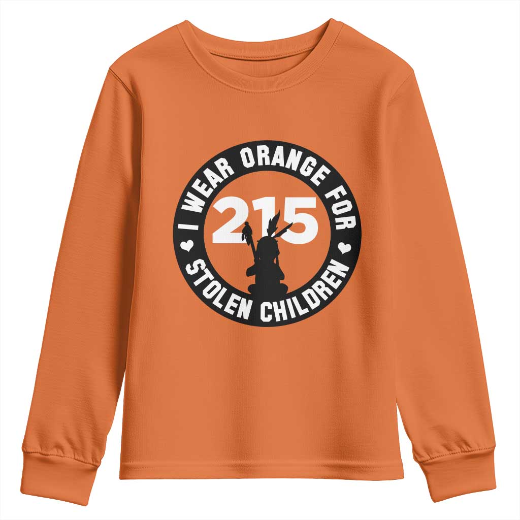 Orange Shirt Day 215 Memorial Youth Sweatshirt I Wear Orange For Stolen Children Indigenous Tribute - Wonder Print Shop
