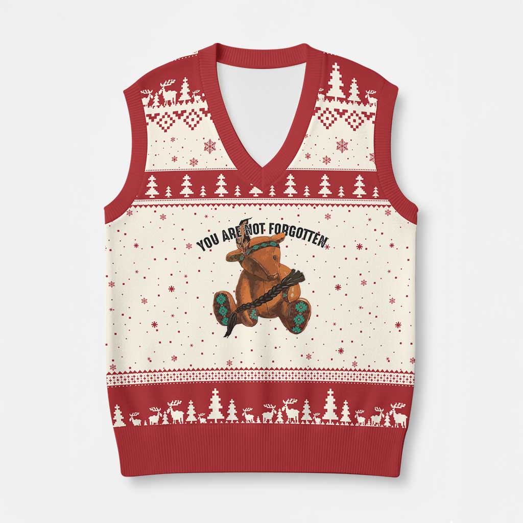Orange Shirt Day Memorial Bear V-Neck Knit Sweater Vest You Are Not Forgotten Stolen Children Tribute - Wonder Print Shop