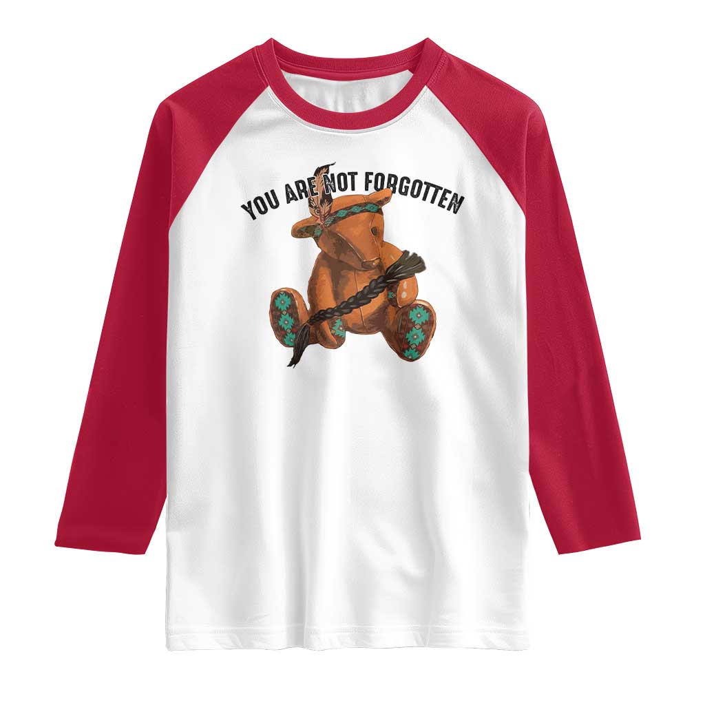 Orange Shirt Day Memorial Bear Raglan Shirt You Are Not Forgotten Stolen Children Tribute - Wonder Print Shop
