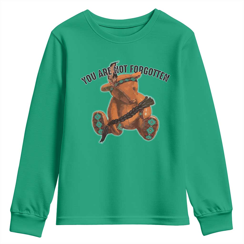 Orange Shirt Day Memorial Bear Youth Sweatshirt You Are Not Forgotten Stolen Children Tribute - Wonder Print Shop