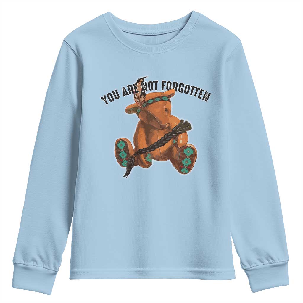Orange Shirt Day Memorial Bear Youth Sweatshirt You Are Not Forgotten Stolen Children Tribute - Wonder Print Shop