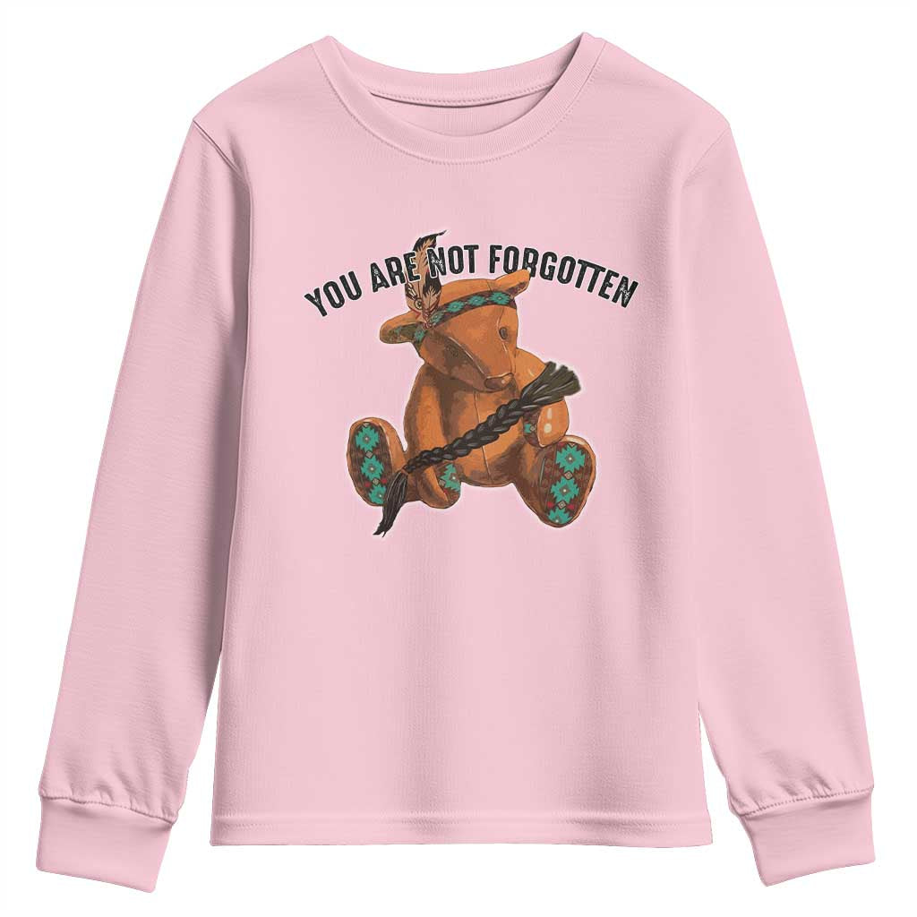 Orange Shirt Day Memorial Bear Youth Sweatshirt You Are Not Forgotten Stolen Children Tribute - Wonder Print Shop