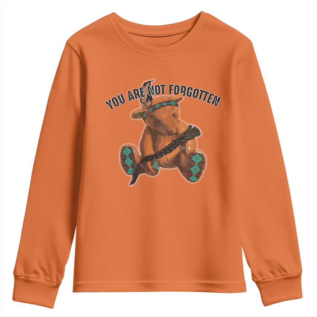 Orange Shirt Day Memorial Bear Youth Sweatshirt You Are Not Forgotten Stolen Children Tribute - Wonder Print Shop