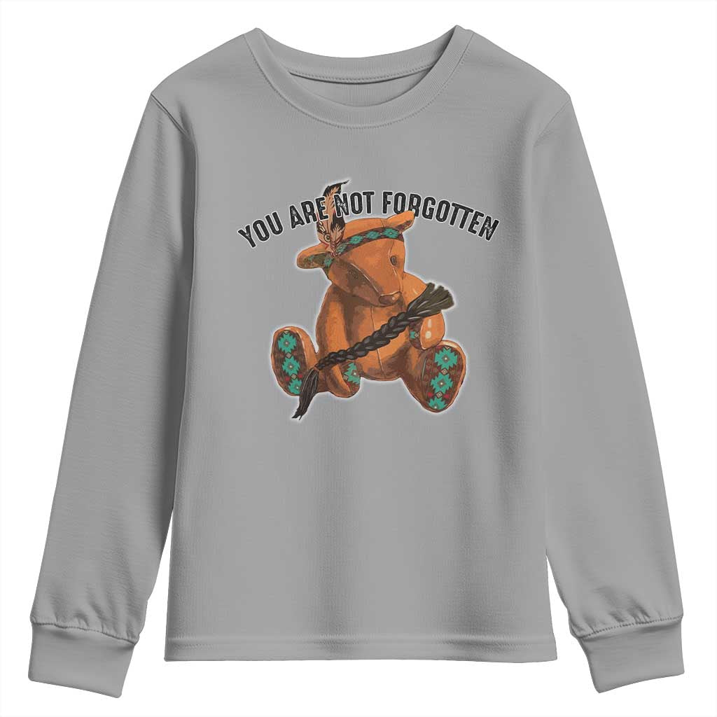Orange Shirt Day Memorial Bear Youth Sweatshirt You Are Not Forgotten Stolen Children Tribute - Wonder Print Shop
