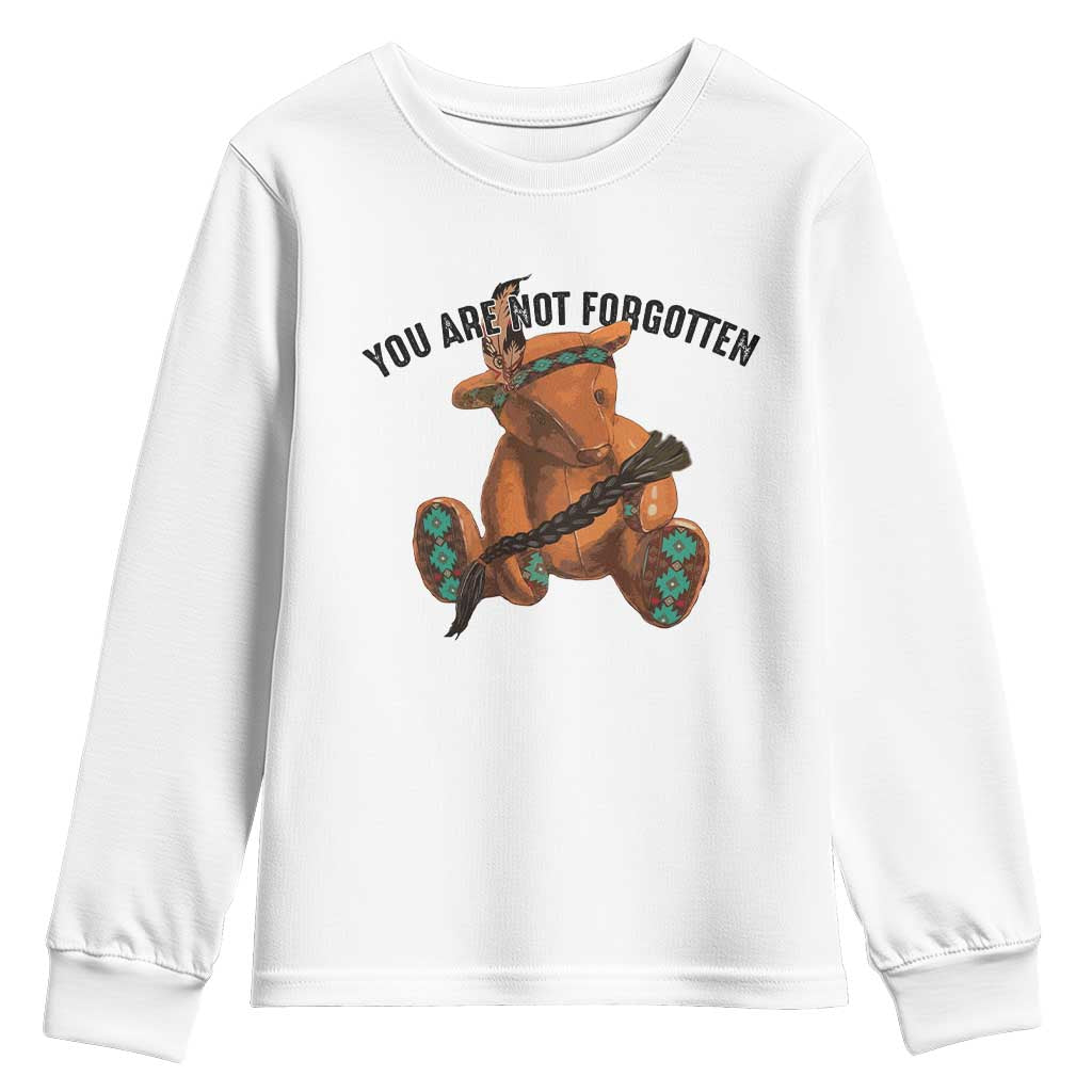 Orange Shirt Day Memorial Bear Youth Sweatshirt You Are Not Forgotten Stolen Children Tribute - Wonder Print Shop