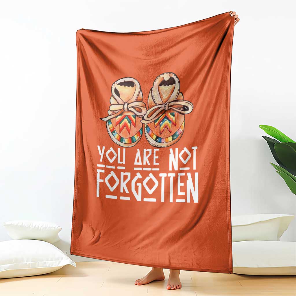 Orange Shirt Day Memorial Moccasins Throw Blanket You Are Not Forgotten Indigenous Remembrance for Stolen Children - Wonder Print Shop