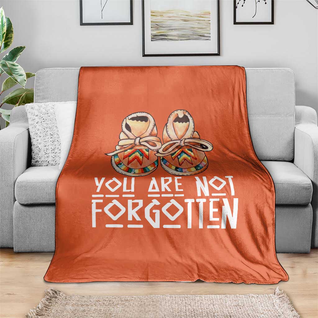 Orange Shirt Day Memorial Moccasins Throw Blanket You Are Not Forgotten Indigenous Remembrance for Stolen Children - Wonder Print Shop