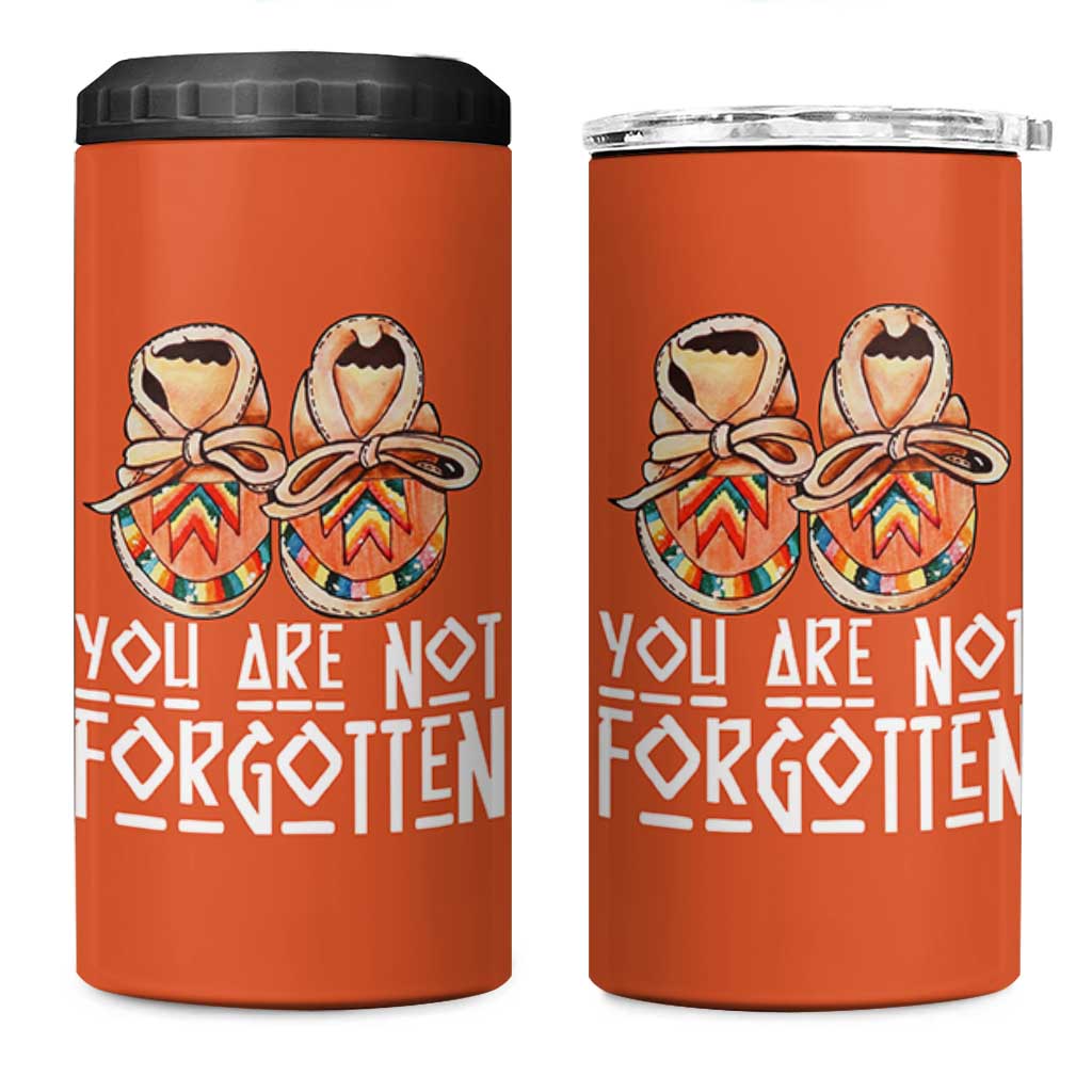 Orange Shirt Day Memorial Moccasins 4 in 1 Can Cooler Tumbler You Are Not Forgotten Indigenous Remembrance for Stolen Children - Wonder Print Shop