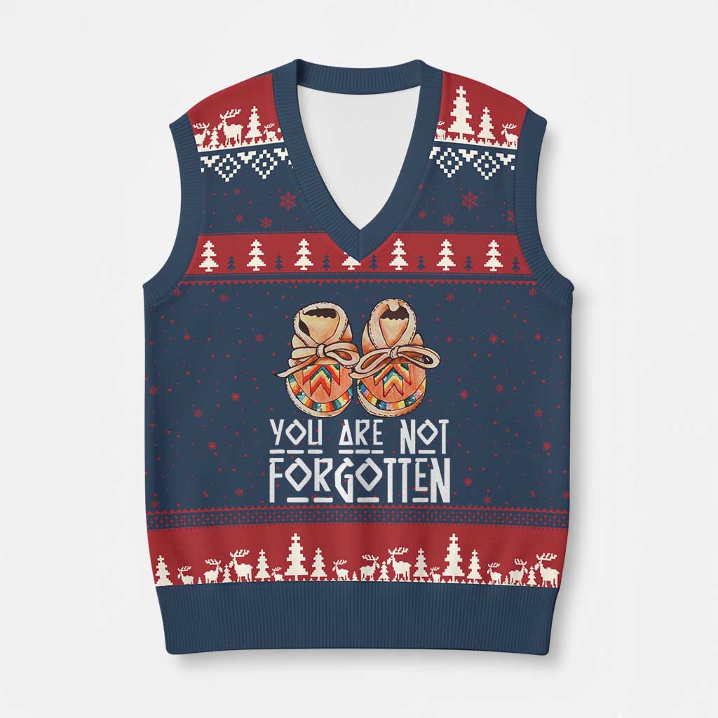 Orange Shirt Day Memorial Moccasins V-Neck Knit Sweater Vest You Are Not Forgotten Indigenous Remembrance for Stolen Children - Wonder Print Shop