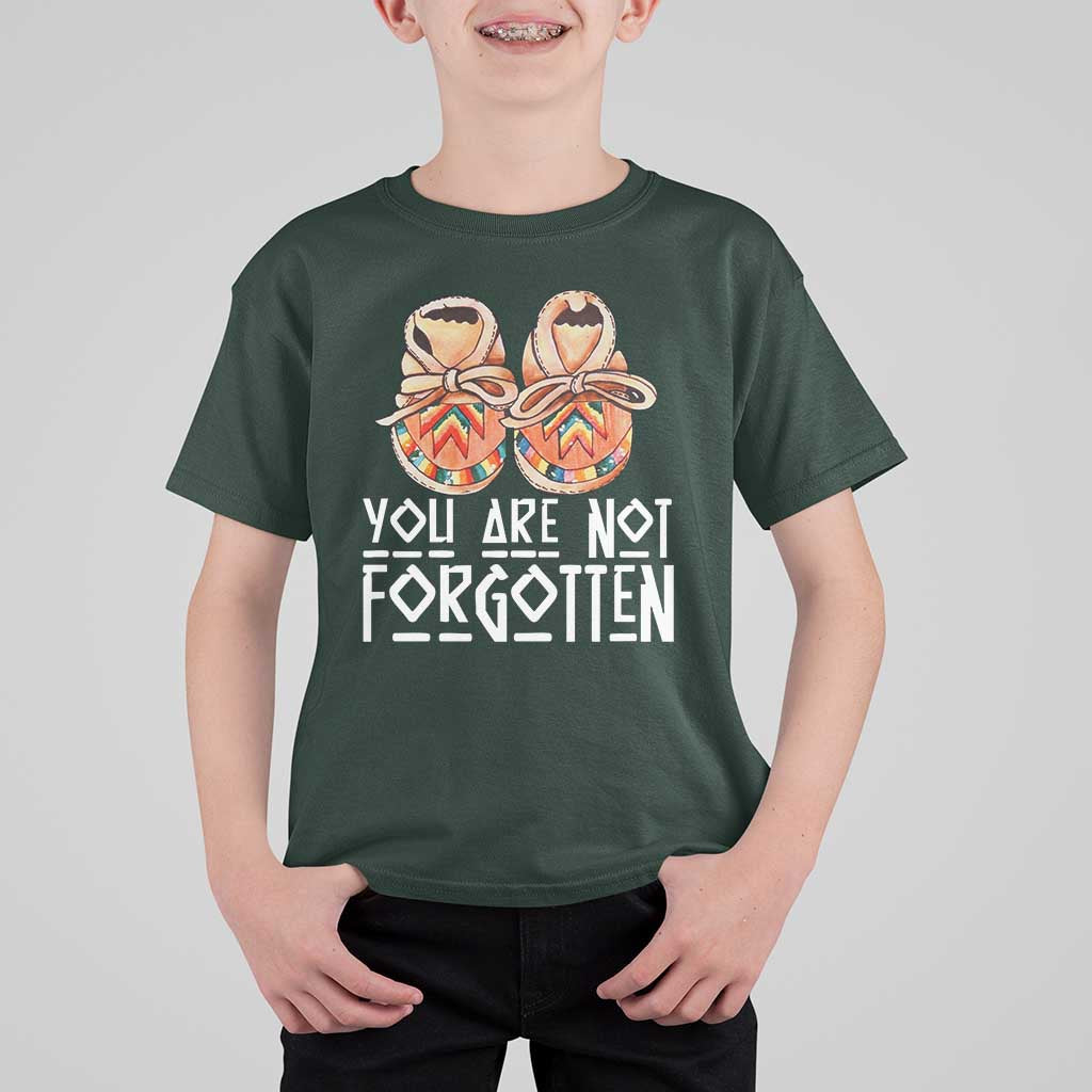 Orange Shirt Day Memorial Moccasins T Shirt For Kid You Are Not Forgotten Indigenous Remembrance for Stolen Children - Wonder Print Shop