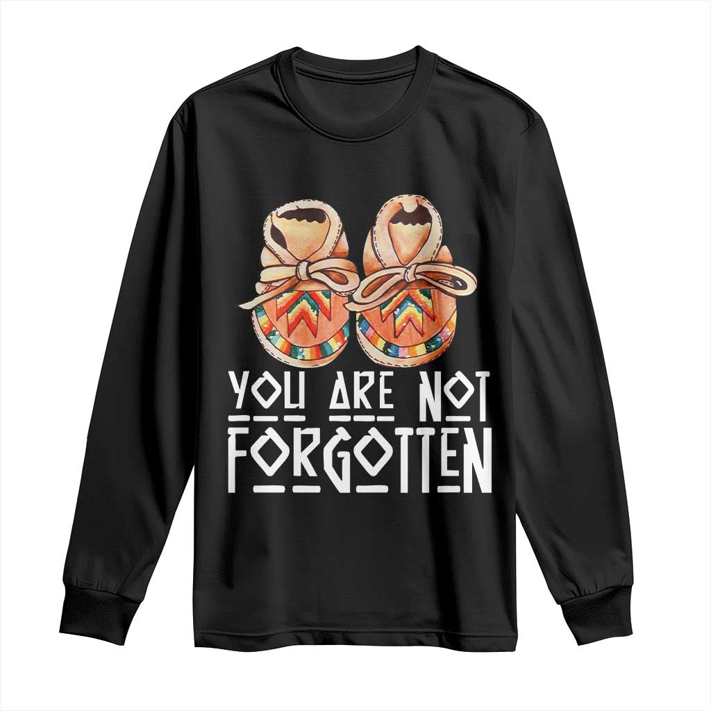 Orange Shirt Day Memorial Moccasins Long Sleeve Shirt You Are Not Forgotten Indigenous Remembrance for Stolen Children - Wonder Print Shop