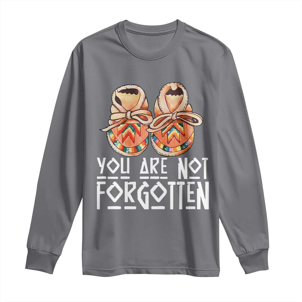 Orange Shirt Day Memorial Moccasins Long Sleeve Shirt You Are Not Forgotten Indigenous Remembrance for Stolen Children - Wonder Print Shop