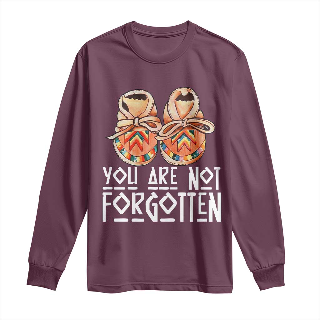 Orange Shirt Day Memorial Moccasins Long Sleeve Shirt You Are Not Forgotten Indigenous Remembrance for Stolen Children - Wonder Print Shop