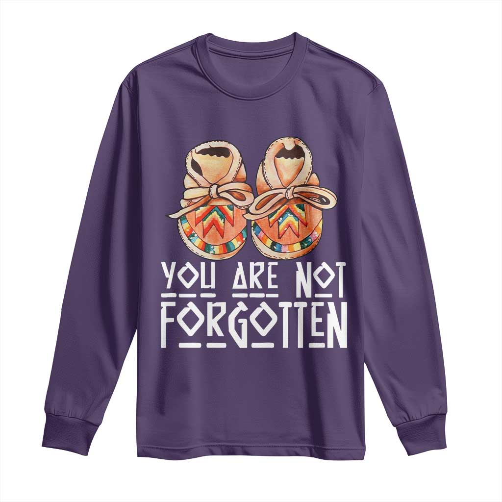 Orange Shirt Day Memorial Moccasins Long Sleeve Shirt You Are Not Forgotten Indigenous Remembrance for Stolen Children - Wonder Print Shop