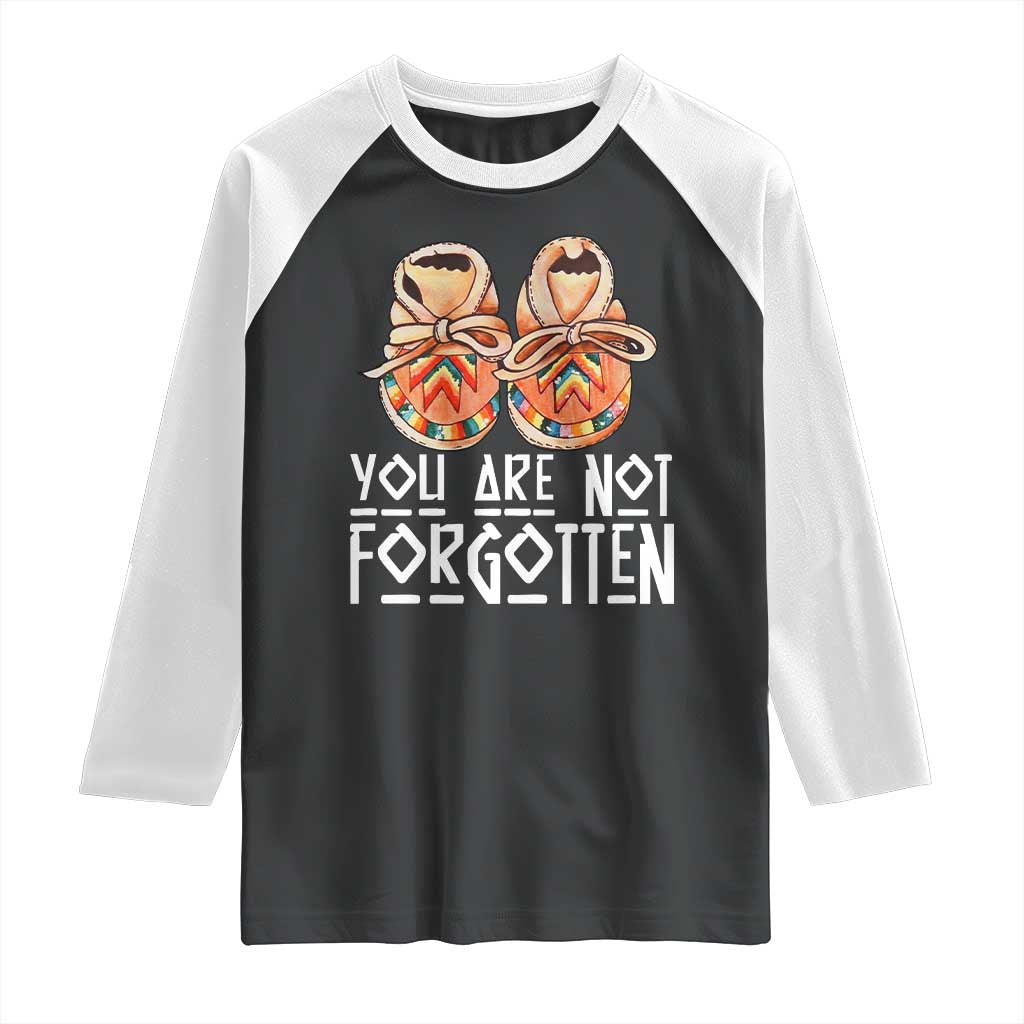 Orange Shirt Day Memorial Moccasins Raglan Shirt You Are Not Forgotten Indigenous Remembrance for Stolen Children - Wonder Print Shop