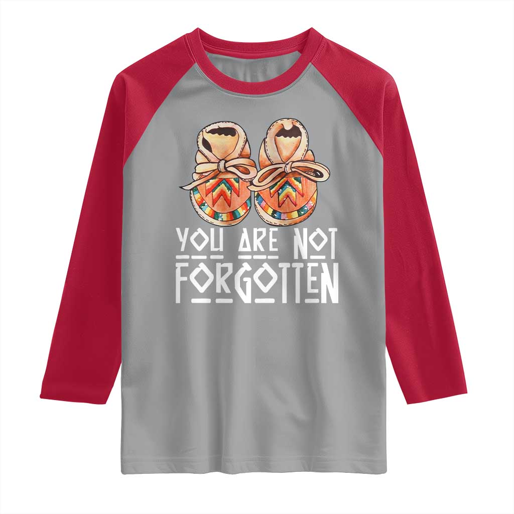 Orange Shirt Day Memorial Moccasins Raglan Shirt You Are Not Forgotten Indigenous Remembrance for Stolen Children - Wonder Print Shop