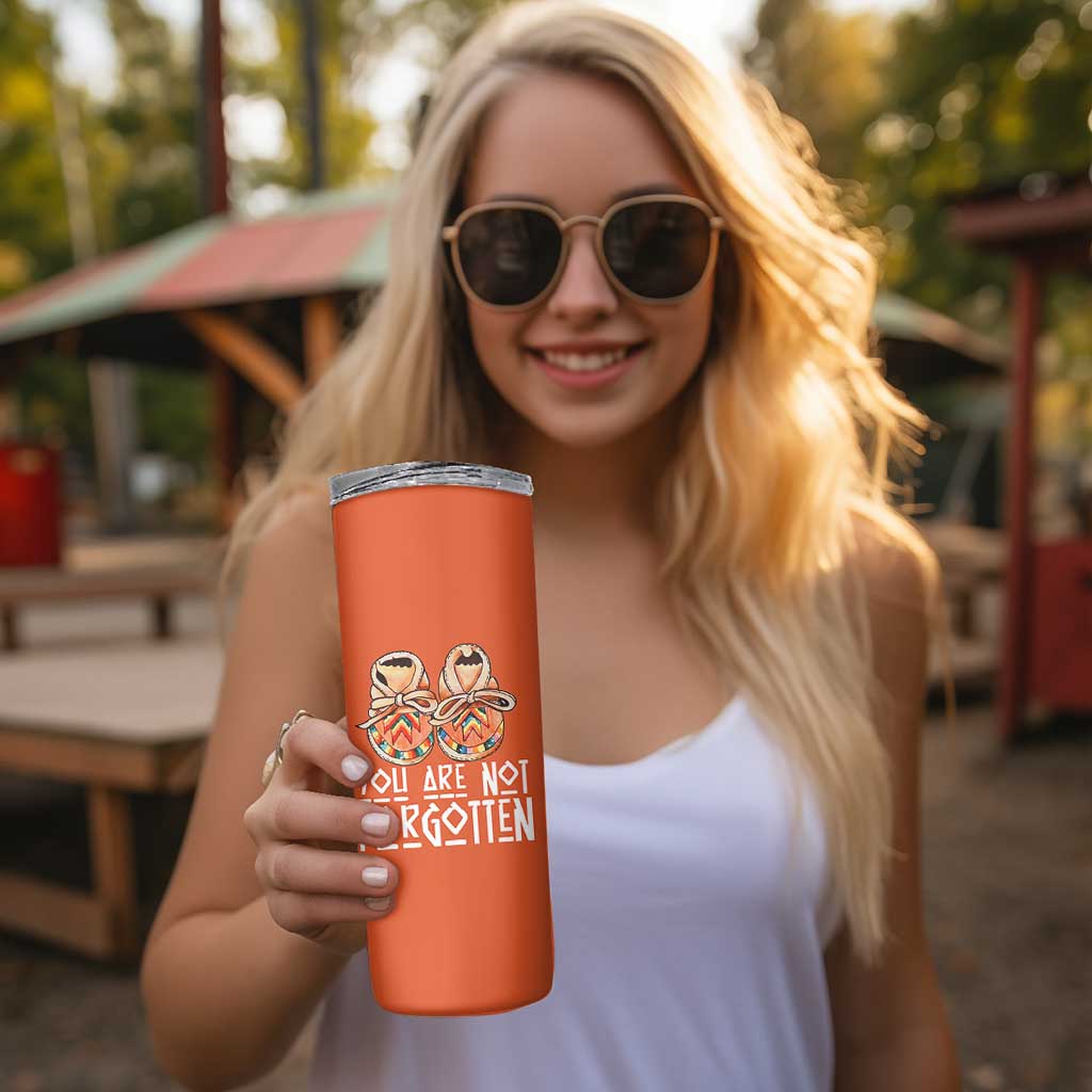 Orange Shirt Day Memorial Moccasins Skinny Tumbler You Are Not Forgotten Indigenous Remembrance for Stolen Children - Wonder Print Shop