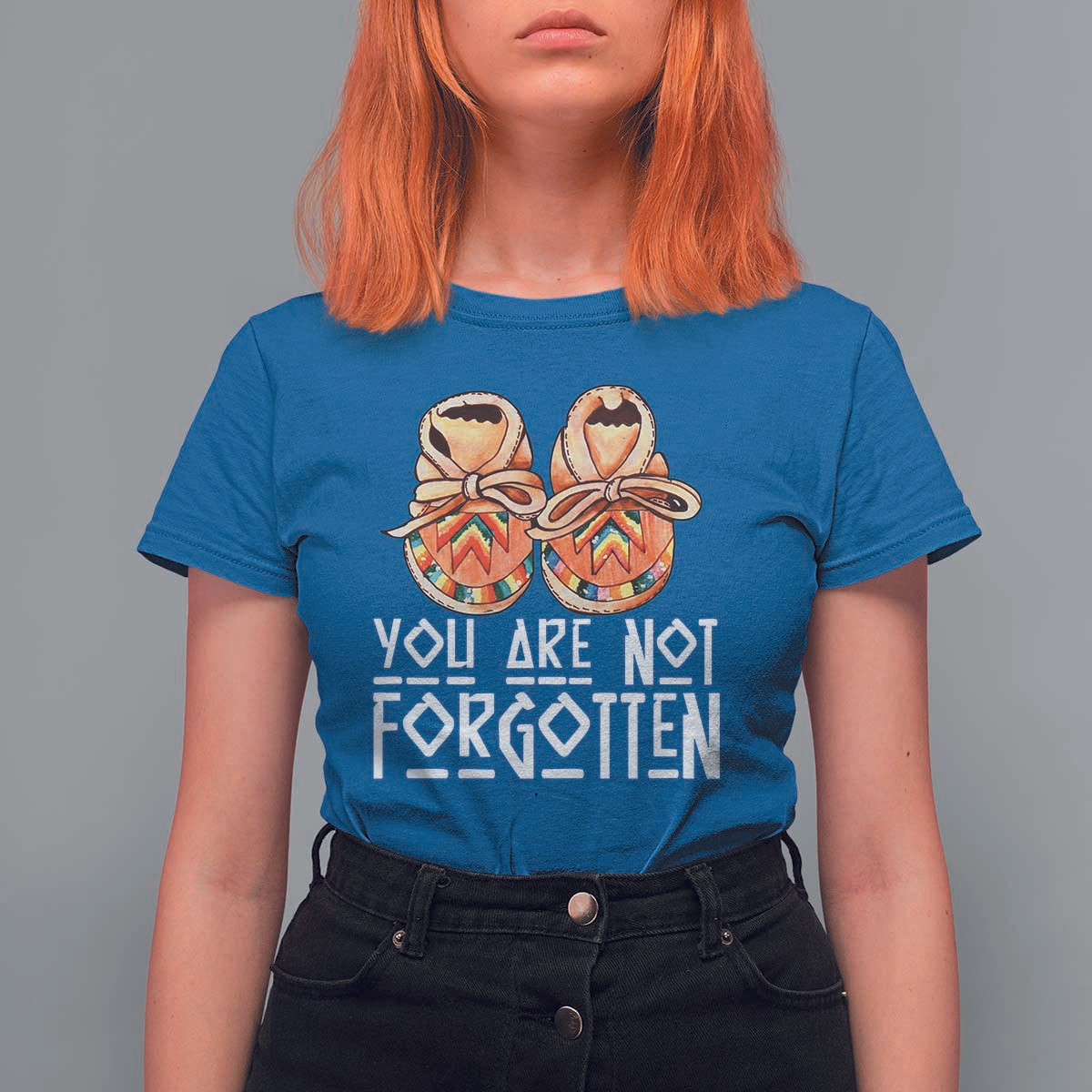 Orange Shirt Day Memorial Moccasins T Shirt For Women You Are Not Forgotten Indigenous Remembrance for Stolen Children - Wonder Print Shop