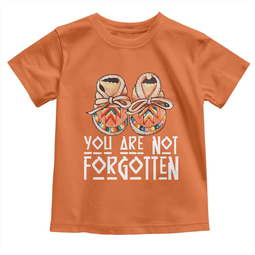 Orange Shirt Day Memorial Moccasins Toddler T Shirt You Are Not Forgotten Indigenous Remembrance for Stolen Children - Wonder Print Shop
