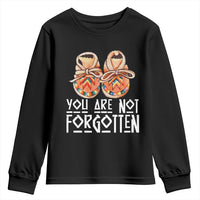 Orange Shirt Day Memorial Moccasins Youth Sweatshirt You Are Not Forgotten Indigenous Remembrance for Stolen Children - Wonder Print Shop