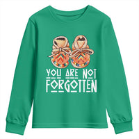 Orange Shirt Day Memorial Moccasins Youth Sweatshirt You Are Not Forgotten Indigenous Remembrance for Stolen Children - Wonder Print Shop