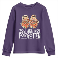 Orange Shirt Day Memorial Moccasins Youth Sweatshirt You Are Not Forgotten Indigenous Remembrance for Stolen Children - Wonder Print Shop