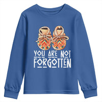 Orange Shirt Day Memorial Moccasins Youth Sweatshirt You Are Not Forgotten Indigenous Remembrance for Stolen Children - Wonder Print Shop