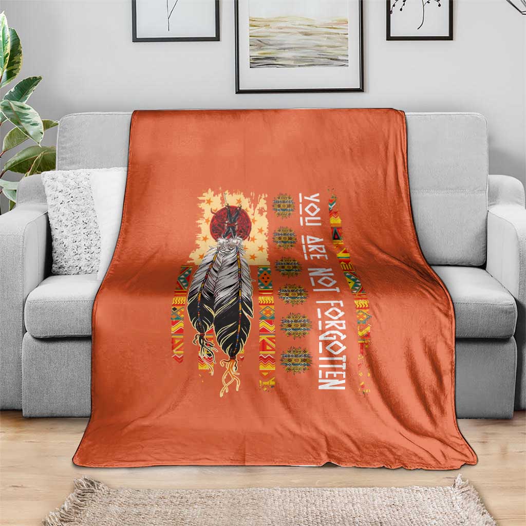 Orange Shirt Day Feather Flag Throw Blanket You Are Not Forgotten Indigenous Tribute - Wonder Print Shop