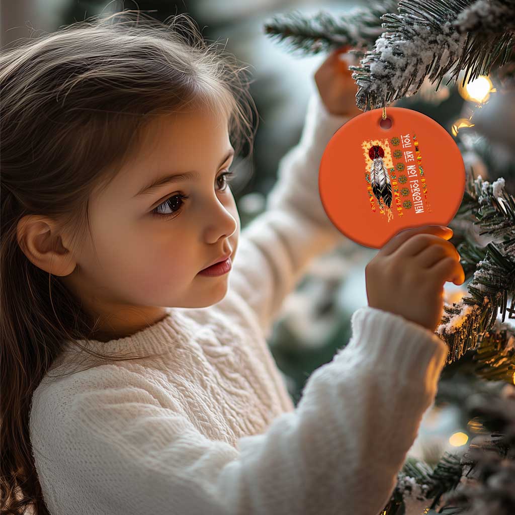 Orange Shirt Day Feather Flag Christmas Ceramic Ornament You Are Not Forgotten Indigenous Tribute - Wonder Print Shop
