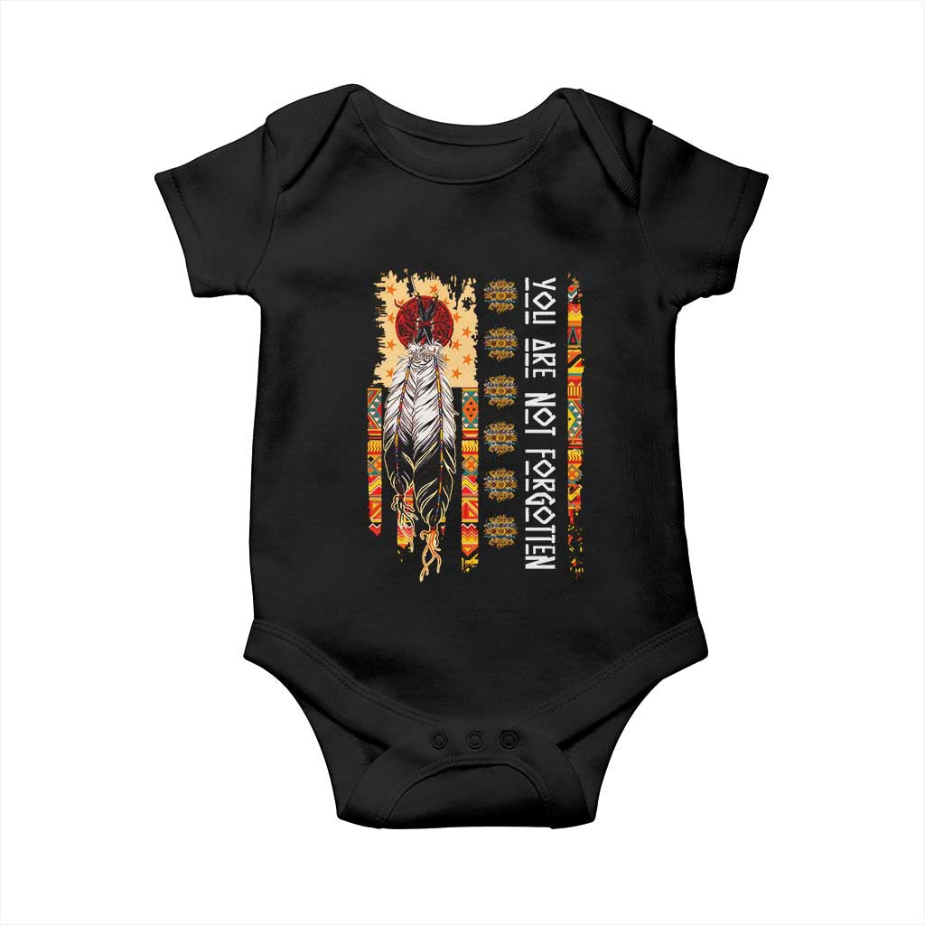 Orange Shirt Day Feather Flag Baby Onesie You Are Not Forgotten Indigenous Tribute - Wonder Print Shop