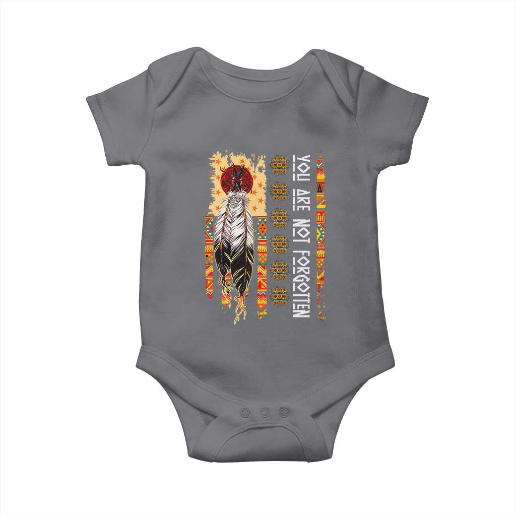 Orange Shirt Day Feather Flag Baby Onesie You Are Not Forgotten Indigenous Tribute - Wonder Print Shop