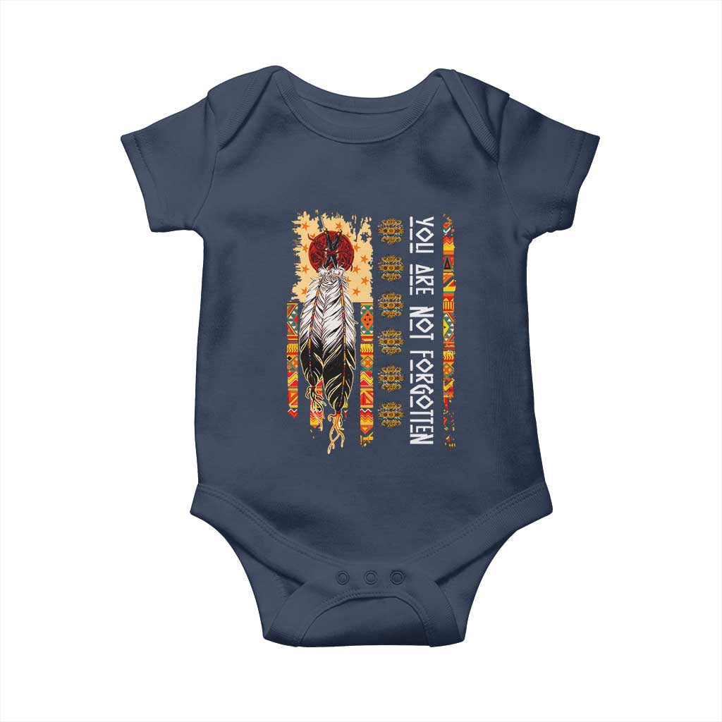 Orange Shirt Day Feather Flag Baby Onesie You Are Not Forgotten Indigenous Tribute - Wonder Print Shop