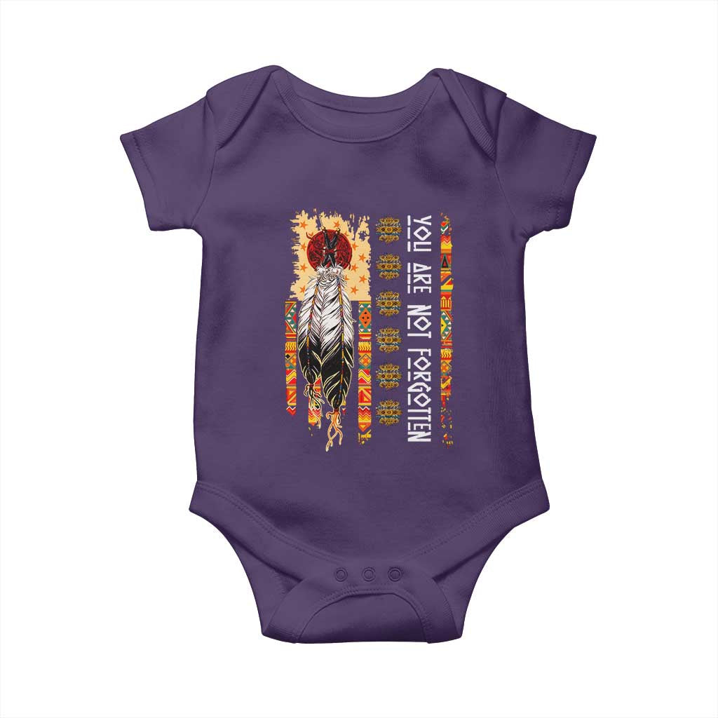 Orange Shirt Day Feather Flag Baby Onesie You Are Not Forgotten Indigenous Tribute - Wonder Print Shop