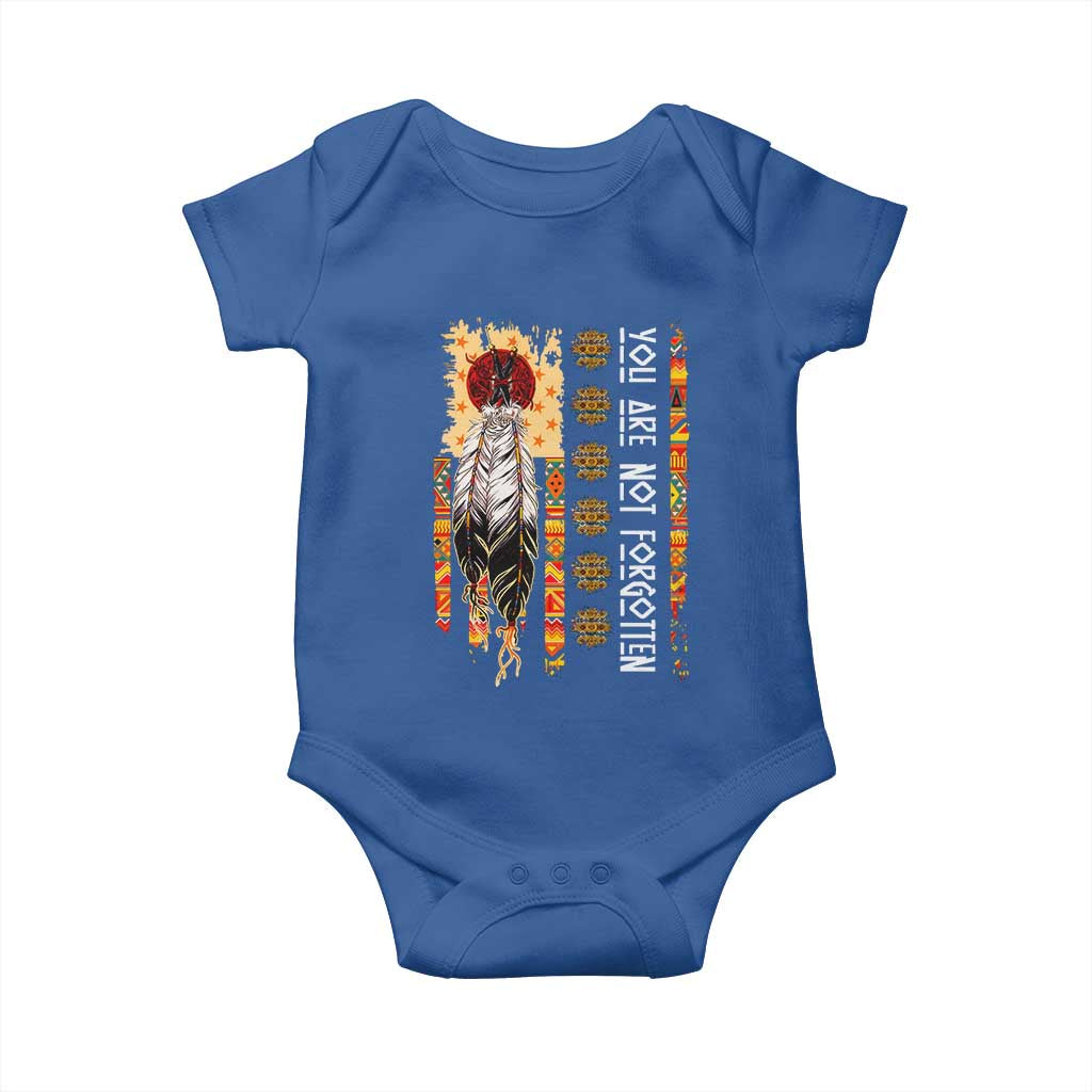 Orange Shirt Day Feather Flag Baby Onesie You Are Not Forgotten Indigenous Tribute - Wonder Print Shop