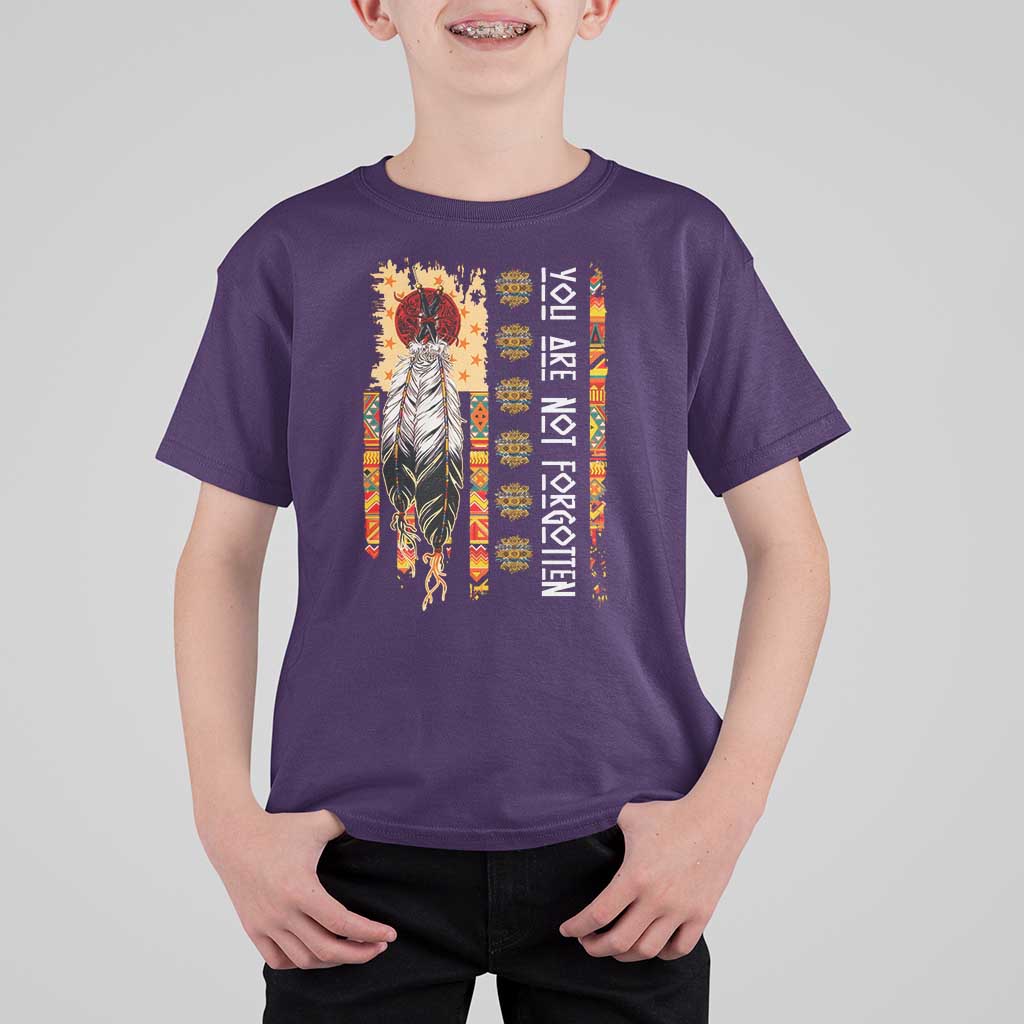 Orange Shirt Day Feather Flag T Shirt For Kid You Are Not Forgotten Indigenous Tribute - Wonder Print Shop