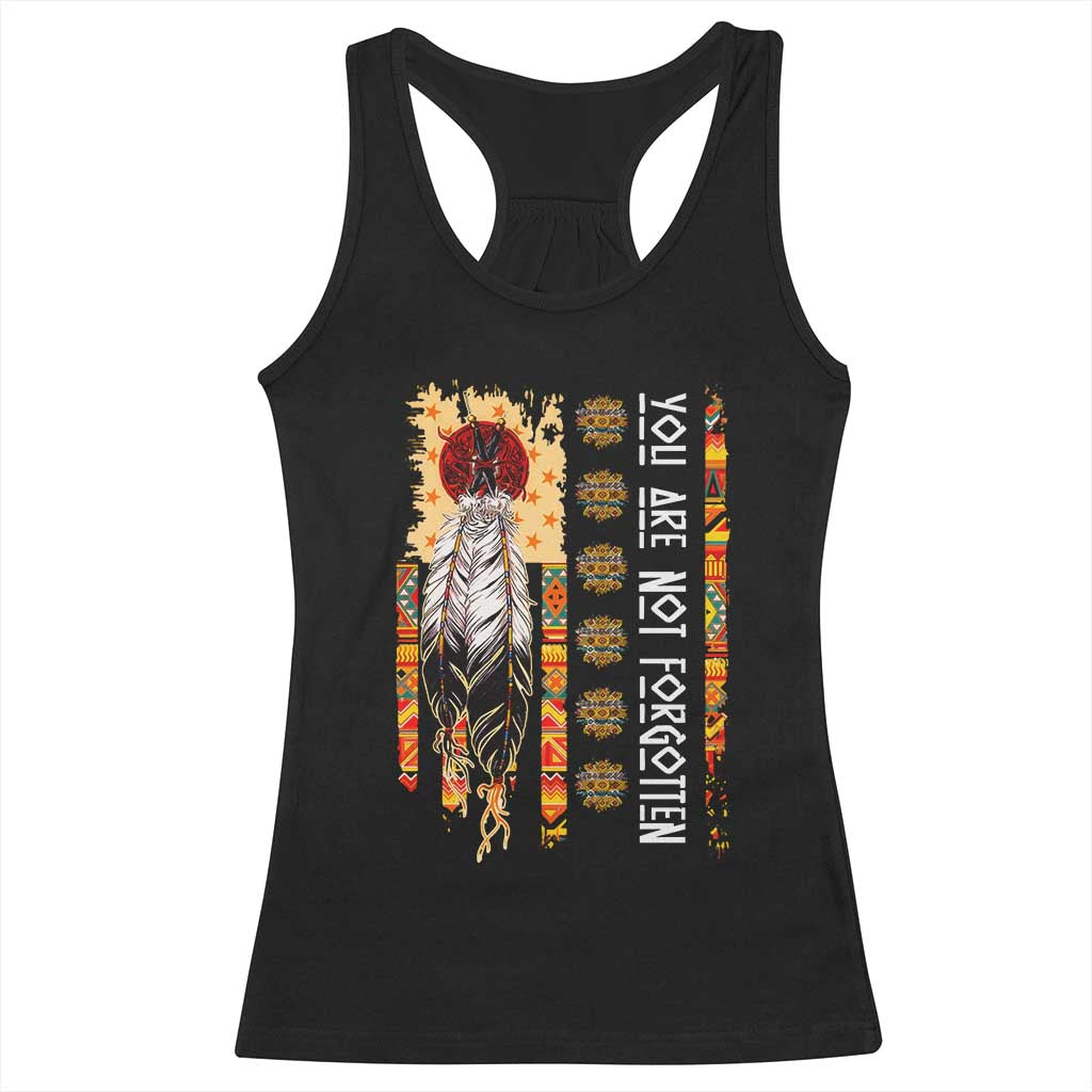 Orange Shirt Day Feather Flag Racerback Tank Top You Are Not Forgotten Indigenous Tribute - Wonder Print Shop