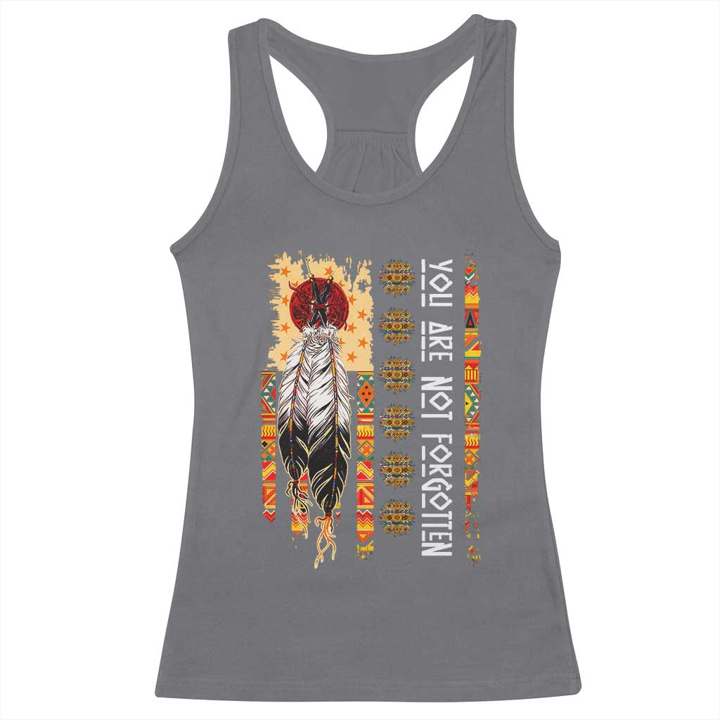 Orange Shirt Day Feather Flag Racerback Tank Top You Are Not Forgotten Indigenous Tribute - Wonder Print Shop