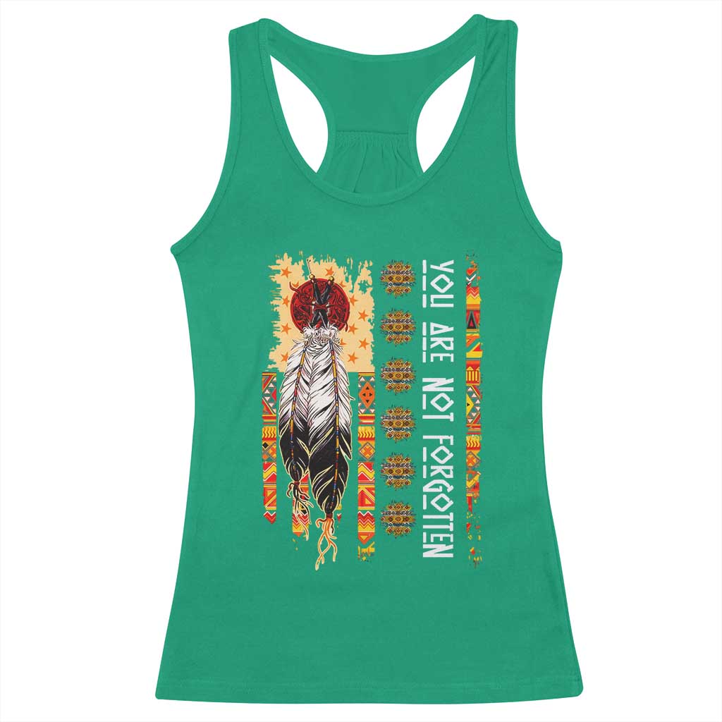 Orange Shirt Day Feather Flag Racerback Tank Top You Are Not Forgotten Indigenous Tribute - Wonder Print Shop