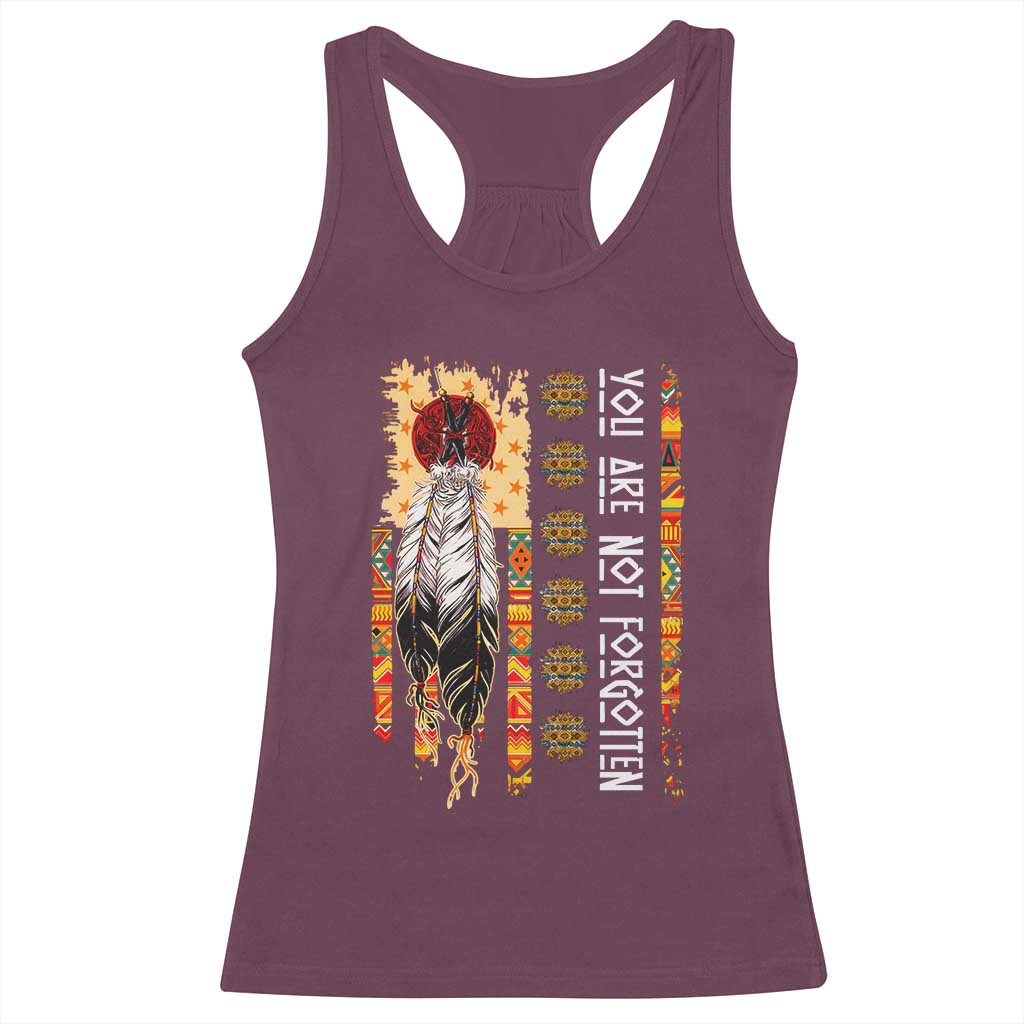 Orange Shirt Day Feather Flag Racerback Tank Top You Are Not Forgotten Indigenous Tribute - Wonder Print Shop