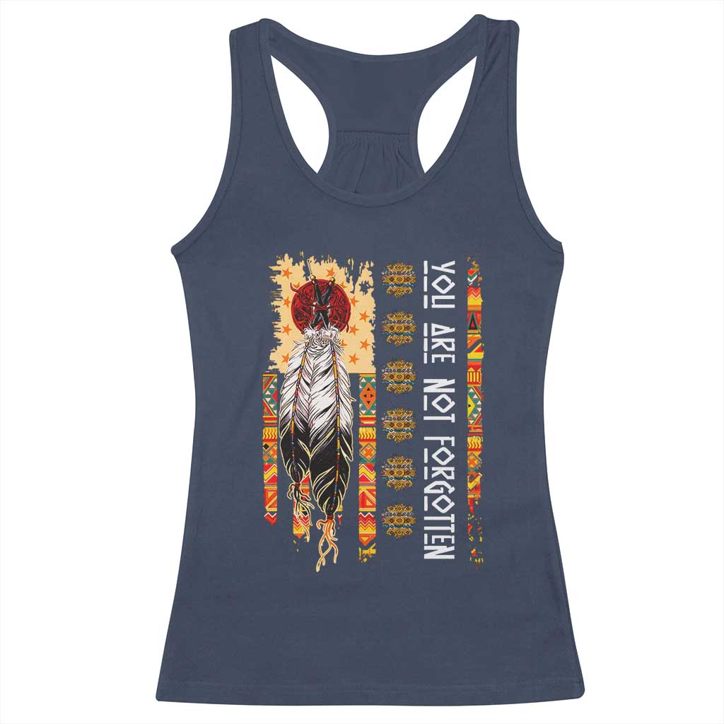Orange Shirt Day Feather Flag Racerback Tank Top You Are Not Forgotten Indigenous Tribute - Wonder Print Shop
